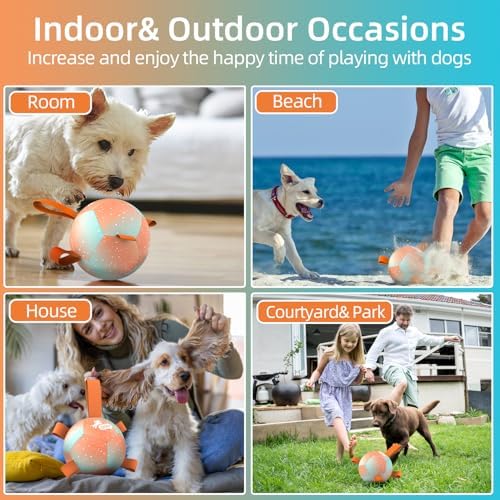 QDAN Small Puppy Dog Balls Toys, Dog Soccer Ball with Straps, 5 Inch - Image 5