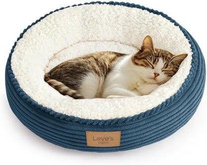 Love's cabin Round Donut Cat and Dog Cushion Bed, 20in Pet Bed for Cats or Small Dogs, Anti-Slip & Water-Resistant Bottom, Super Soft Durable Fabric Pet beds, Washable Luxury Bed Dusty Blue by Lovescabin