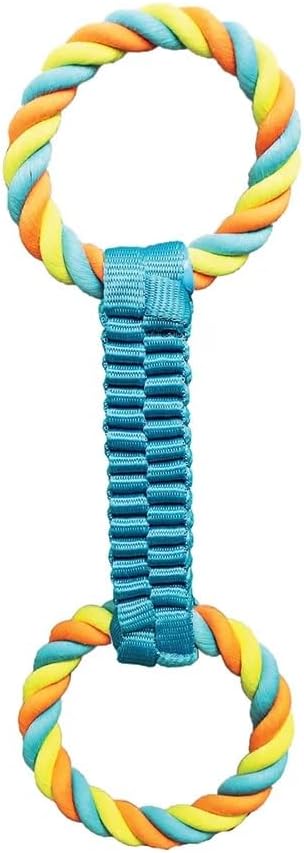 MPP 16" Figure 8 Dog Fetch n' Tug Toy Double Loop Ballistic Weave Braided Nylon Rope (Green)