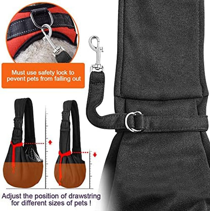 Tomkas Small Dog Cat Sling Carrier Puppy Purse Travel Wrap Soft Crossbody Pet Bag (Black, M - Zip Pocket & Adjust Strap) - Image 6