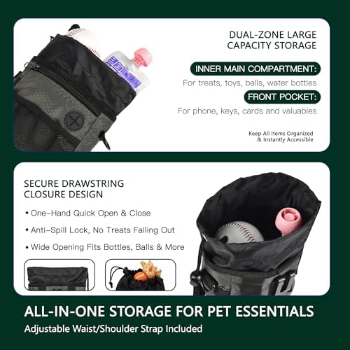 Dog Training Treat Pouch Hands-Free Waterproof with Adjustable Waist Strap - Image 3
