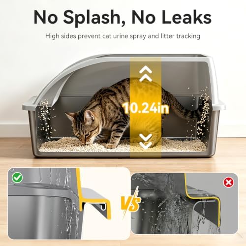 XL Stainless Steel Litter Box for Cats, 2 Pack High-Sided Large Pan - Image 4