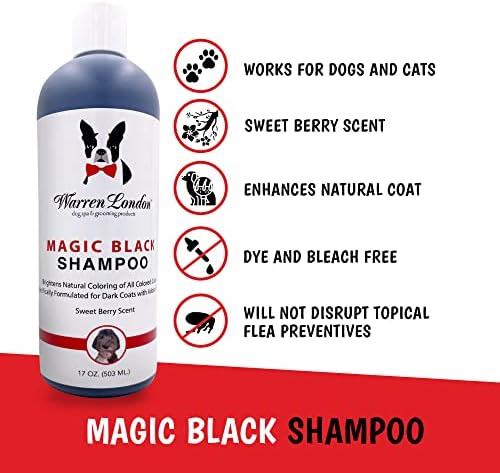 Warren London Magic Black Dog Shampoo | Brightens Any Dog Coat | Formulated for Darker Dog Coats | Puppy and Cat Safe Grooming Supplies | Berry Scent 128 Ounce, Made in USA - Image 6