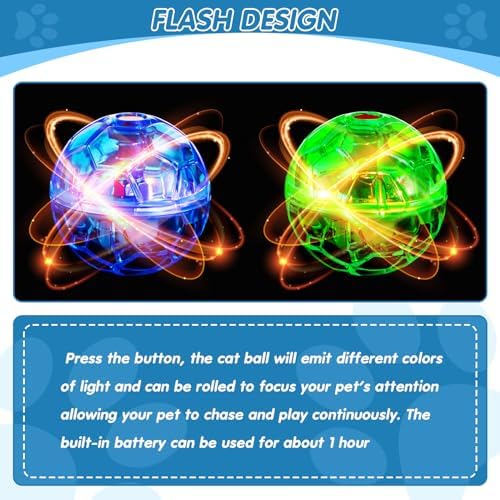 Sratte 6 Pcs Cat Ball Ghost Hunting Light up Toy - Image 3