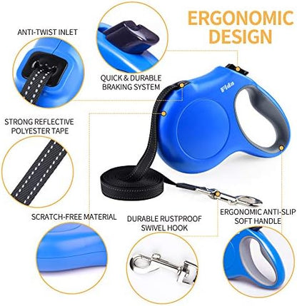 Fida Retractable Dog Leash with Dispenser and Poop Bags, 16 ft, Blue - Image 3
