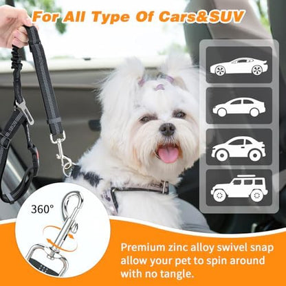 BWOGUE 2 Pack Dog Seat Belt for Car, Elastic Bungee Buffer Safety Leads - Image 6