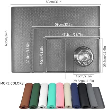 2 Pack Pet Placemat for Dog and Cat, Mat for Prevent Food and Water Overflow, Suitable for Small, Medium and Big Pet,24.5" 16.5", Grey - Image 2