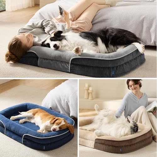 Bedsure 360°Oval Bolster Orthopedic Dog Bed Medium Size Dog,30" Brown - Image 5