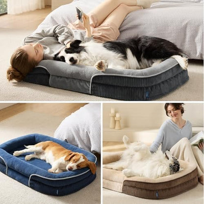 Bedsure 360°Oval Bolster Orthopedic Dog Bed Medium Size Dog,30" Brown - Image 5