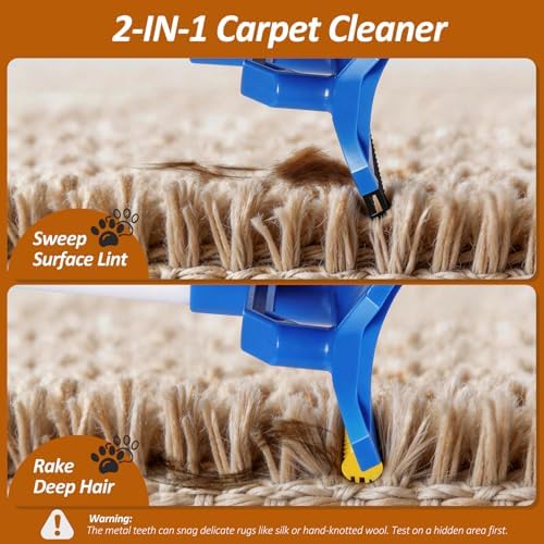 Topmart Carpet Rake for Pet Hair Remover, 2-in-1 Reusable Carpet Scraper - Image 3