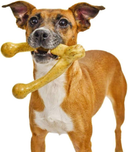 Pet Qwerks Wishbone BarkBone - Nylon Chew Toy for Aggressive Chewers - Bacon Flavor - 5.38"