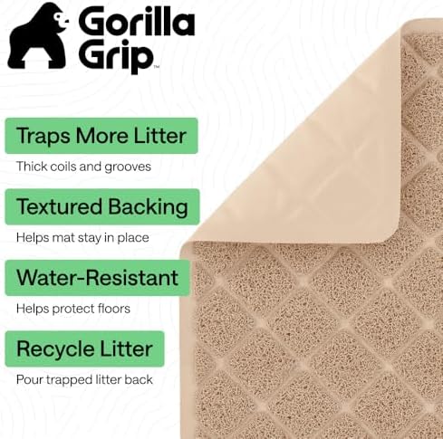 GORILLA GRIP Cat Litter Box Mat, Coiled Mesh Trapping Mats, 30x20 Beige - Image 2