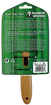 Bamboo Groom Dematting Rake with Stainless Steel Serrated Blades for Pets, Large - Image 5