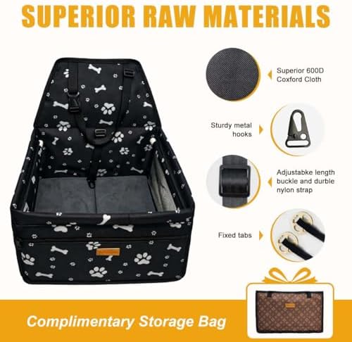 Pet Dog Booster Seat, Upgrading the Framed wall to Prevent Collapse，Breathable and Foldable Pet Car Basket，Removable andWashable pet car seat - Image 5