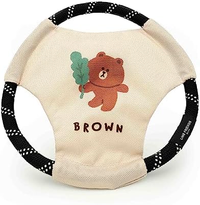 ZippyPaws x LINE Friends, Brown - Rope Gliderz Durable Flying Disc Outdoor Dog Toy for Throwing & Fetch, Puppy & Dog Frisbee by ZippyPaws