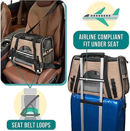 PetAmi Airline Approved Pet Carrier Cats & Small Dogs, Small Heather Taupe - Image 6