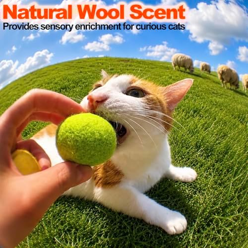 100% Wool Felt Cat Toy Balls – 6-Pack, 3 Colors – Natural, Durable & Safe Size for Indoor Cats - Image 4