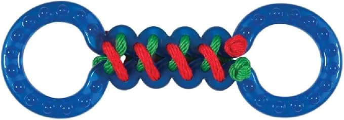 Rope and Rubber Double Sided Dog Tug Toy 12.75" Long for Medium to Larger Breeds (Blue Tug Toy)