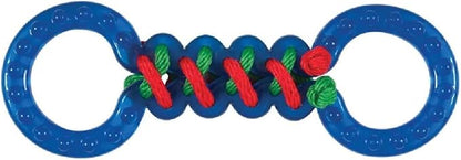 Rope and Rubber Double Sided Dog Tug Toy 12.75" Long for Medium to Larger Breeds (Blue Tug Toy)