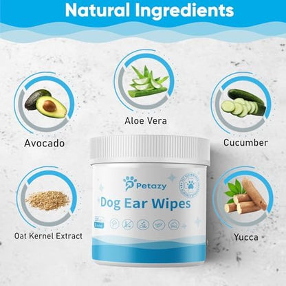 Petazy Dog Ear Wipes for Dog Yeast Wax Itch and Odor | Unscented Dog Ear Cleaner for Dogs | Natural Cleaning Puppy Ear Wipes | Soothing Ear Wipes for Pets Cat | Natural Ingredients | 120 XL Pcs - Image 4