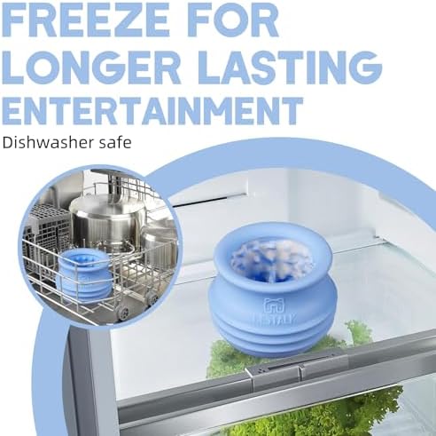 Dog Enrichment Treat Toy, Long-Lasting Wobbly Interactive Freeze Lick Toys for Dogs, Stuffable Puzzle Feeder Toy for Boredom, Silicone Treat Dispensing Chew Toy (Baby Blue,M) - Image 3