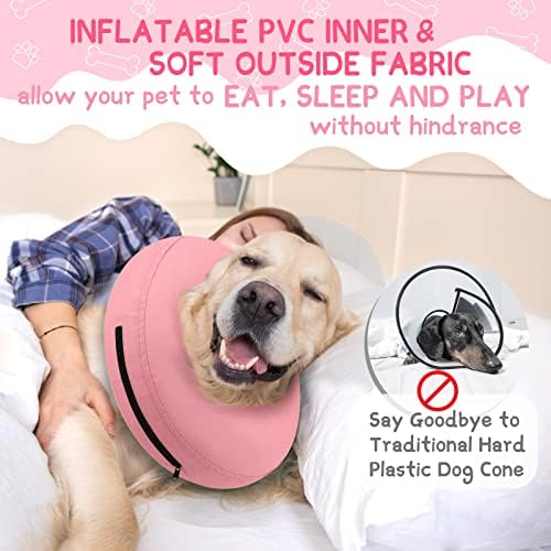 Supet Inflatable Dog Cone Collar for Large Medium Small Dogs, Soft Cone Collar for Dogs Cats, ECollar Doggie Neck Donut Dog Cone Alternative After Surgery - Image 3
