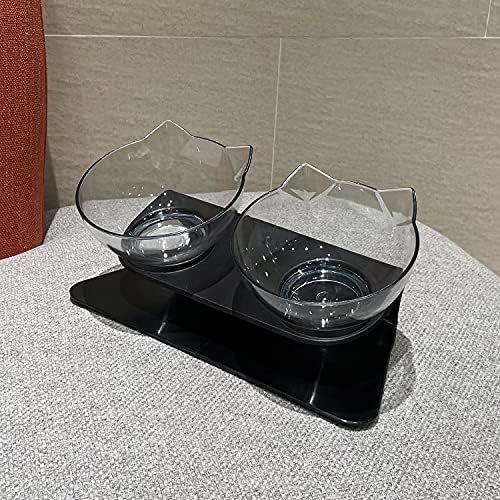 Luck Dawn Double Elevated Cat Bowls with Raised Stand, 15 Tilted cat Bowl Design Neck Guard Stand Raised Pet Food Water Feeder Bowl for Cats or Small Dogs - Image 4