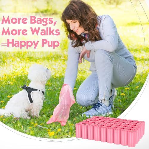 Lifegogo 1140 Counts 57 Rolls Unscented Doggy Poop Bags, Leak-Proof, Easy Tear-Off, Pink (13 x 9 Inches) - Image 6