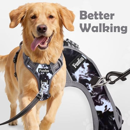Funfox Dog Harness No Pull, Adjustable Pet Vest Harness, Super Soft Material with Vertical Handle Easy Control, Reflective Night Walking, 2 Leash Clips for Small Sized Dogs, Misty Gray, S - Image 2