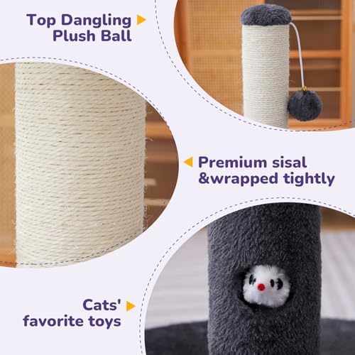 Woochpet Funny Cat Scratching Posts Sturdy Scratcher Posts 33'' Grey - Image 3