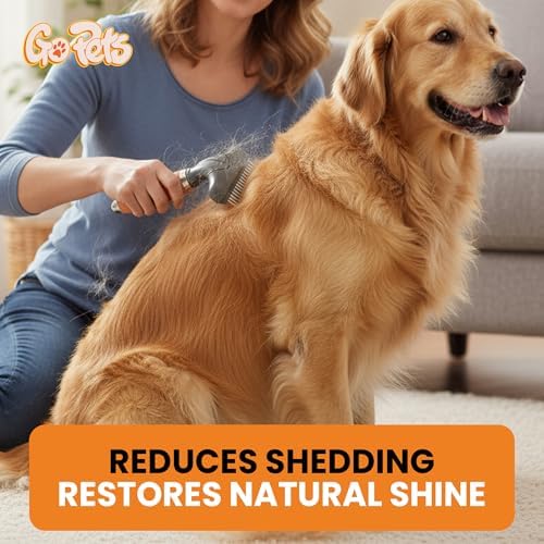 GoPets Double Row Dematting Rake Undercoat Deshedding Tool for Dogs & Cats - Image 6