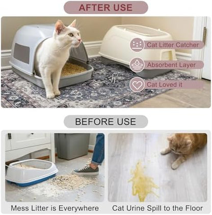 BEAUTYZOO Cat Litter Mat, 32" x 45" Large Litter Trapping Mat, Waterproof - Image 4