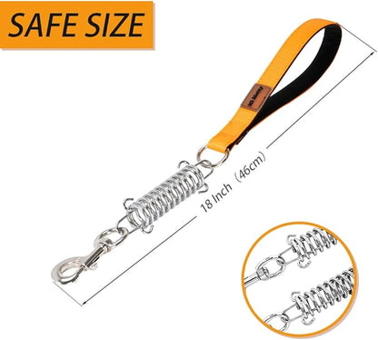 Heavy Duty Dog Leash, Chew Proof Metal Leash for Large Dogs (Up to 250lbs), WireRope Dog Leashes with Soft Silicone Grip (Orange Short, 18IN)