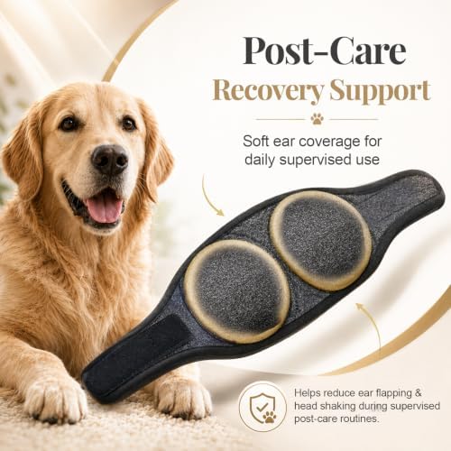 Dog Ear Wrap for Dogs, Post-Care Recovery Support Hood with Adjustable Fit, Soft Dog Ear Cover for Ear Hematoma Care, Helps Reduce Ear Flapping & Head Shaking, for Small, Medium & Large Breeds - Image 2