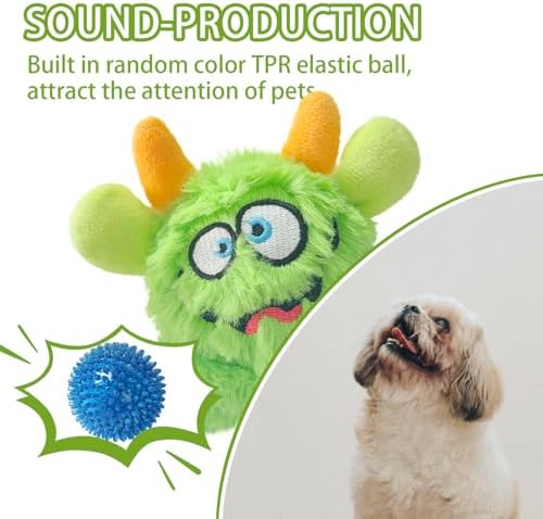 Squeaky Plush Dog Toy Ball, Dental Care, Skin-Friendly and Soft and Relieve Stress,Dog Training Interactive Pet Cute Plush Fashionable Toy Ball (Green,Large) - Image 4