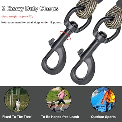BTINESFUL 12FT Dog Tie Out Rope, Long Tether Dog Lead for Yard, BeigeBlack - Image 2