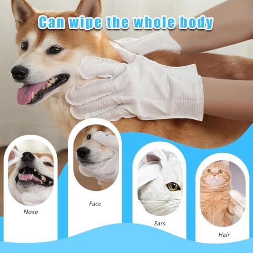 Dog and Cat Cleaning Gloves, Cleaning and Deodorizing Grooming Gloves, Dog and Cat Fur Face, Ears, Eyes, Paws Cleaner, Pet Grooming Wipes, Nourishing Fur, for Daily Care and Travel, No Rinse (12 Pcs) - Image 3
