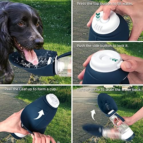 Uppetly Dog Water Bottle, Portable Pet Water Bottle with Food Container and Drinking Feeder, Leak Proof, BPA-Free, Foldable Puppy Water Cup Dispenser for Outdoor Walking, Travel, Hiking 20OZ - Image 3