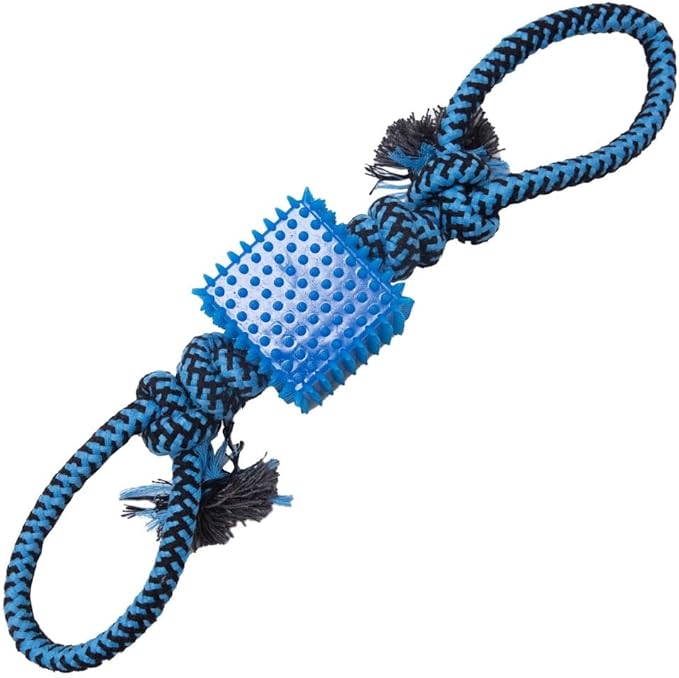 Snugarooz Tug N' Cube Assorted Colors - Durable Dog Toy with Cotton Rope & TPR Cube - Ideal for Tugging and Chewing - Perfect for Small to Medium Dogs