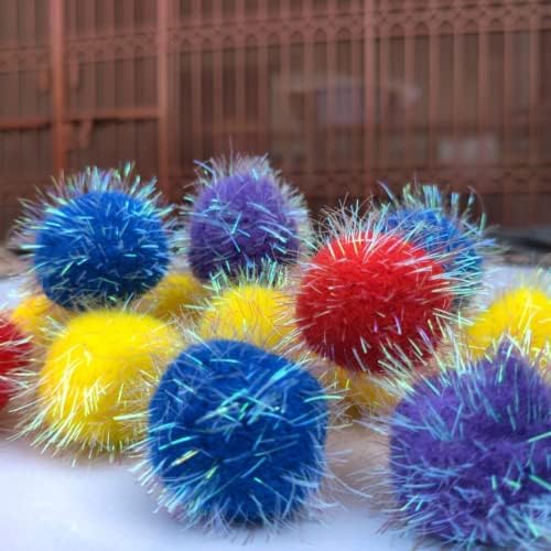 20 Pieces 1.6 inches Sparkle Pom Pom Balls for Cat - Interactive Glitter Balls, Multicolor, Best as Kitten Play Toys - Image 6