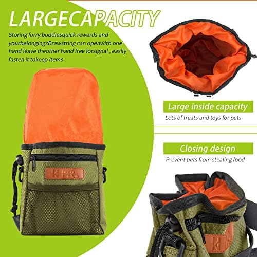 Dog Treat Training Pouch with Built-in Poop Bag Dispenser, Army Green - Image 5