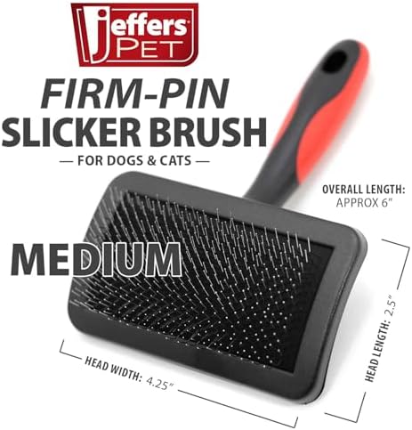 Jeffers Pet Hard Pin Universal Slicker Brush for Dogs, Cats, Horses – Firm Bristles Grooming Tool, Detangling, Tangle Free Coat, Mats, Shedding, Curved Head, Travel Friendly, Easy Storage - Medium - Image 5