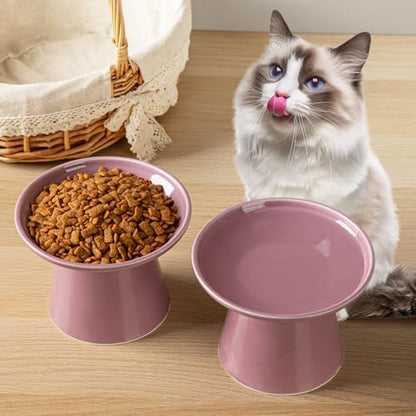 Ceramic Elevated Cat Food Bowls,6.2" Wide,1-Pack,Dark Purple - Image 5