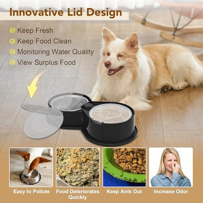Newget 304 Stainless Steel Dog Bowl Set with Lids, 24oz Foldable Pet Dishes - Image 3