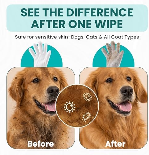 Hypoallergenic Pet Glove Wipes for Dogs & Cats - 7 Individually Wrapped Disposable No-Rinse Grooming Mitts | Lick-Safe Waterless Cleaning Gloves for Paws, Butt, Face & Fur | Deodorizing & Soft - Image 2