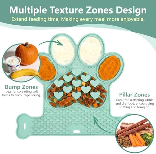 Dog Lick Mat with Suction Cups, Slow Feeder & Enrichment Mat for Dogs & Cats, Silicone Feeding Mat for Wet & Dry Food, Anxiety Relief, Mess-Free Foldable Pocket Design, Green - Image 2