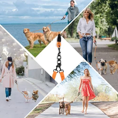 Dog Double Leashes,Rope Bungee Four Leash with Padded Handle Removable for 4 Dogs,Tangle-Free, Padded Handles, 360° Swivel Control (Orange, 4 Way) - Image 7