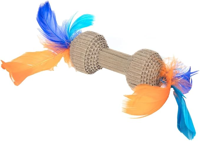 Ware Manufacturing Corrugate Barbell Cat Toy with Feathers