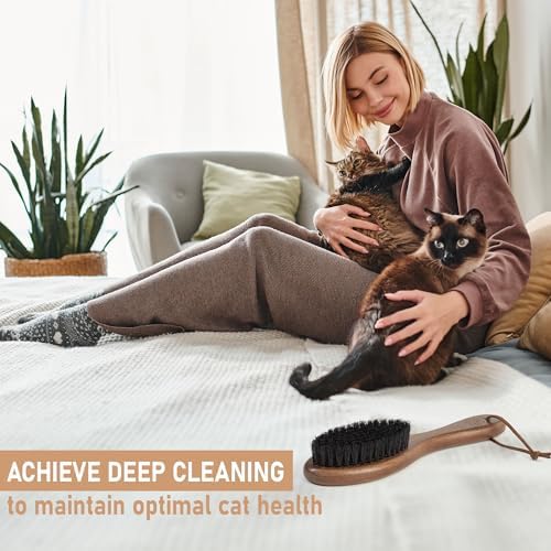 TAKAVU Boar Bristle Cat Brush, Gentle Grooming for Sensitive Skin - Image 4