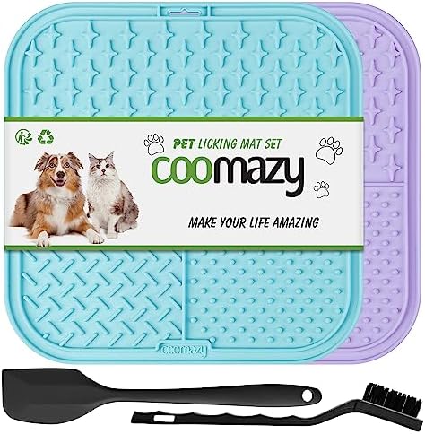 Coomazy Lick Mat for Dogs Cat Slow Feeder Lick Mat with Suction Cups 2 Pack by Coomazy